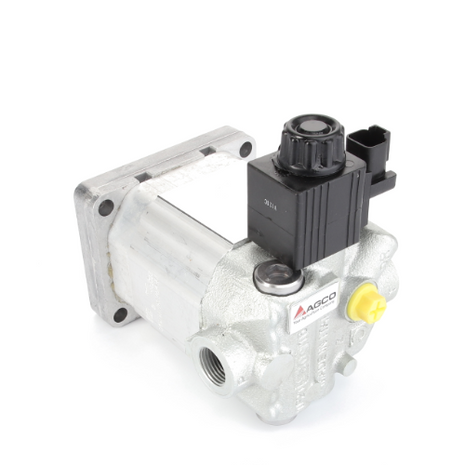 The AGCO | Hydraulic Motor - Acw1697860 is a cast iron hydraulic pump featuring a black rotary knob and industrial fittings, designed for high-pressure fluid applications. Please note that no further product description information is available at this time.