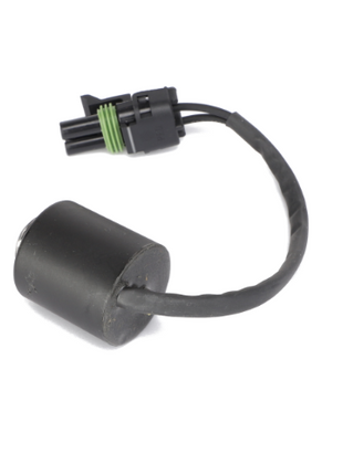 A cylindrical black electrical component with an attached wire ending in a green and black connector, identified as the AGCO | COIL - AG131476 from the brand AGCO. No current product description information is available.