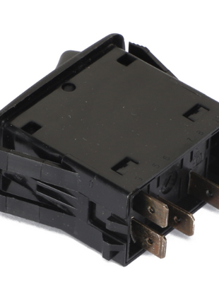 A black rectangular rocker switch with four metal prongs on one side, identified as the AGCO Hazard Light Rocker Switch - AG330504. No current product description information is available.