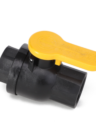 A black plastic ball valve with a yellow handle labeled "BANJO," currently in the closed position. The product is known as AGCO | VALVE - AG426514 and is manufactured by AGCO. No current product description information is available.