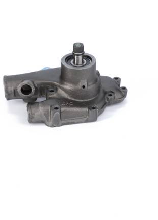 AGCO's black industrial mechanical water pump, model 4222001M91, features a cylindrical section with high-quality seals and bearings for reliable coolant flow, along with multiple connection points, displayed on a white background.