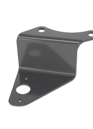 The AGCO | Sensor Bracket - Acw248042A by AGCO is a sleek, black metal bracket distinguished by its distinctive triangular shape, three mounting holes, and one rounded corner.