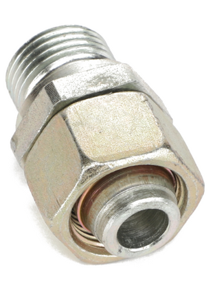 The AGCO ADAPTER - AL5027437 is a metal hose connector featuring a threaded end and hexagonal nut; currently, no additional product description information is available.