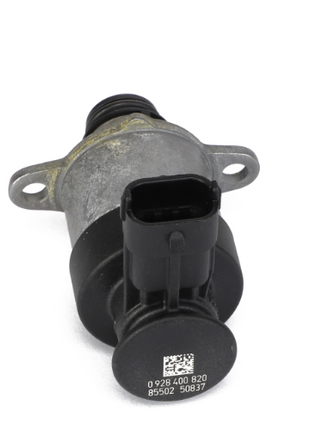 Introducing the AGCO | FUEL PRESSURE VALVE - ACP0307630. This mechanical component features a durable metal body and a black plastic top, complete with two mounting holes and a QR code along with numbers printed on its surface. Have questions before ordering? Contact our Support Team for more information.