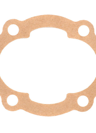 An AGCO | Gasket - V836119796, an oval-shaped brown gasket featuring four symmetrically spaced identical holes around its perimeter. No current product description is available for this product.