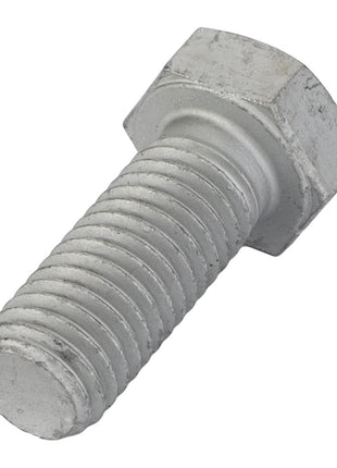 Close-up of the AGCO | Hexagonal Head Bolt - Acw0773540 in a silver color, featuring a partially threaded shaft and a hexagonal head. The bolt, made of metal, has a slightly worn, industrial appearance.