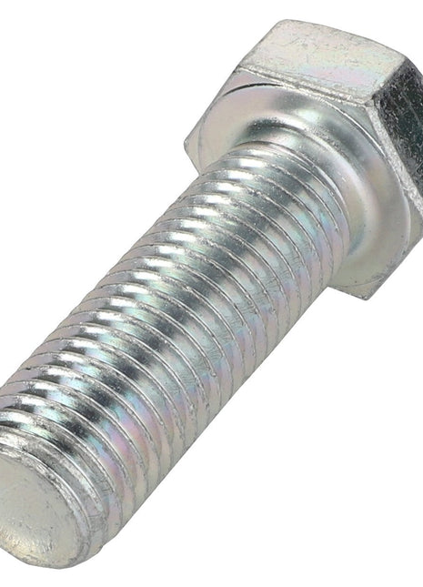 No current product description is available for this close-up of the AGCO Hexagonal Head Bolt, model number 3010047X1, featuring visible threading and a shiny finish.