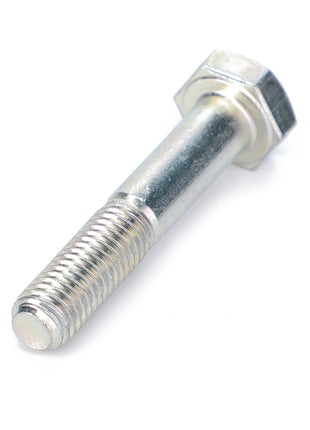A close-up image of an AGCO Hexagonal Bolt, Powerflow Header - 3009498X1, featuring a threaded metal shaft commonly used in construction and machinery.