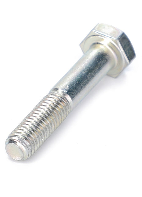 A close-up image of an AGCO Hexagonal Bolt, Powerflow Header - 3009498X1, featuring a threaded metal shaft commonly used in construction and machinery.