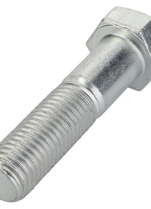 A close-up view of the AGCO | Hexagonal Head Bolt - 3002877X1, featuring a metallic threaded shaft and a hexagonal head, against a plain white background.