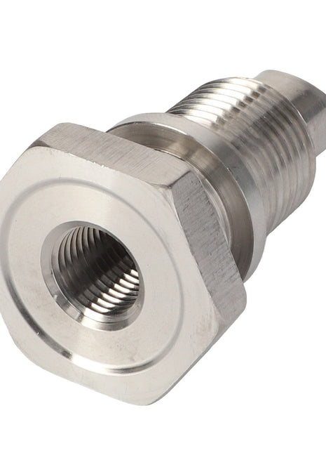 The AGCO | Fitting - Acw1948590 is a metal hex nipple fitting with threaded ends, designed for connecting pipes or hoses in plumbing or industrial applications. There is currently no additional product description information available.