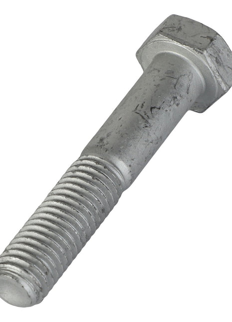 The AGCO Hexagonal Head Bolt - 3009513X1, featuring a threaded shaft and a hexagonal head, crafted from durable metallic material, is presented against a pristine white background.
