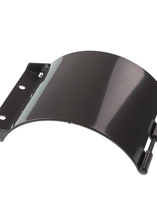 The AGCO | Hatch - Acx2775640 is a sleek, black, curved metal hinge with a flat mounting base featuring three screw holes for sturdy attachment.