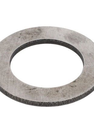 Product Description: The AGCO Disc - F178302020314 is a circular metallic washer featuring a large central hole. The surface displays minor signs of wear and scratches, indicative of prior use or handling.