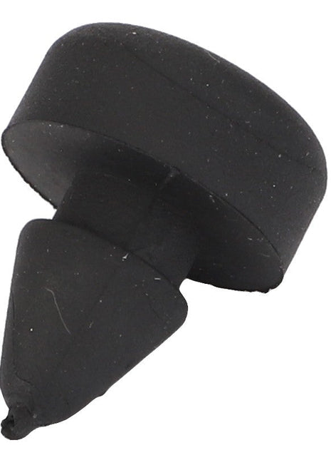 An image of the AGCO Plug Stopper - 816810260061, a black rubber grommet with an attached conical plug, expertly crafted for sealing or protecting openings in an array of devices and equipment.
