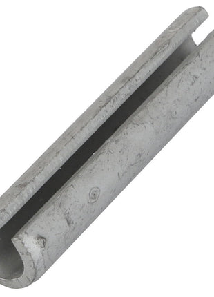 A close-up image of the AGCO Pin - Acp0322990, a cylindrical metal pin from AGCO with a slot running along its length, likely used as a spring pin or roll pin in various mechanical and engineering applications.