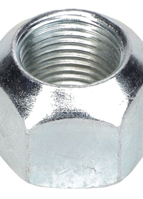 No current product description information is available for this close-up image of the AGCO WHEEL NUT - AG608954, a hexagonal metal nut with internal threading.