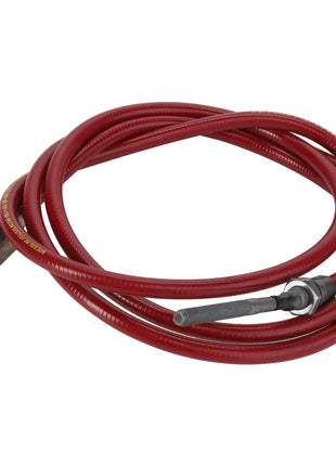 AGCO CABLE - D46745607, a coiled red flexible hose with a metal fitting on each end, is depicted against a white background.