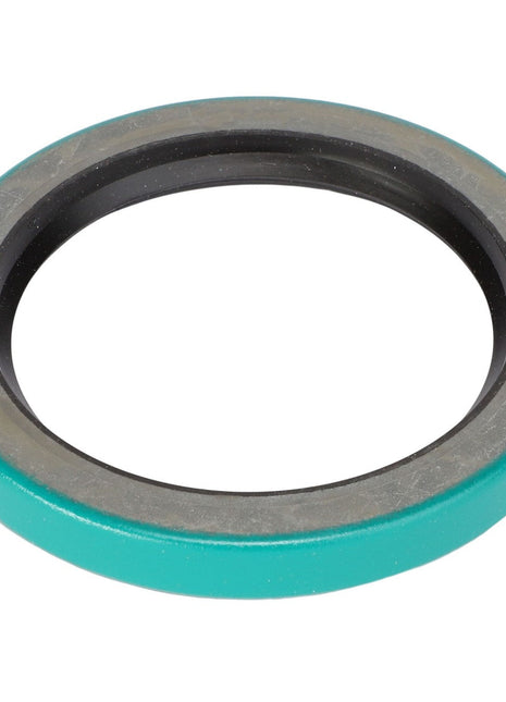 No current product description available, but here's a hint: imagine the AGCO Grease Seal (model 8044307) featuring a circular design with a green outer edge and a black inner ring.