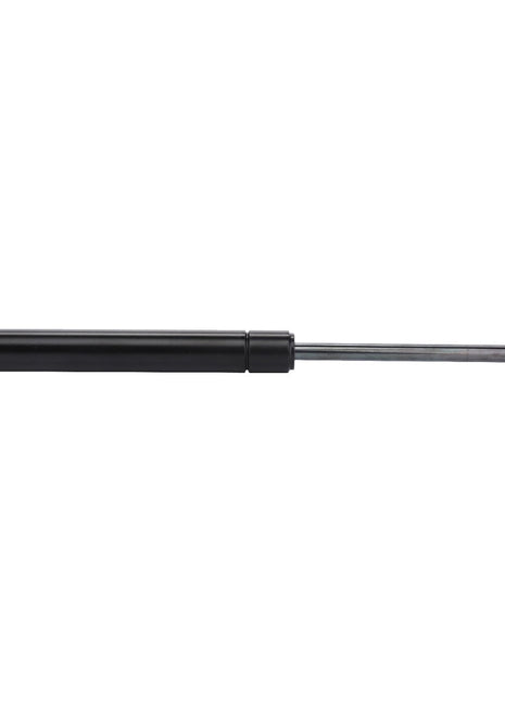 The AGCO | RAM - AL5020628 gas strut, featuring a black cylinder and metallic ends, designed for front loader applications, is shown against a white background. It is ideal for maintaining equipment efficiency using original parts.