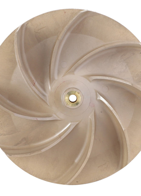 An AGCO Aspiration Fan, model ACW1207520, featuring a brass centrifugal pump impeller with six curved blades and a central opening, viewed from above. No further information available.