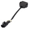 The AGCO | Position Sensor - Acw4977300 by AGCO is a black automotive sensor with an attached cable, featuring a circular base and a rectangular connector at the end of the cable. There is no information available on its specific functionalities or compatibility.