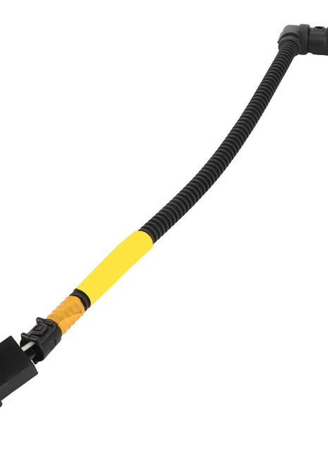 The AGCO Harness - Acw251462A is a versatile black cable with a yellow protective covering, featuring connectors at both ends, perfect for seamless connections.