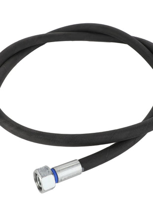 The AGCO | Hose - Acw016704A by AGCO is a coiled black hydraulic hose featuring metal fittings on both ends. No current product description available.