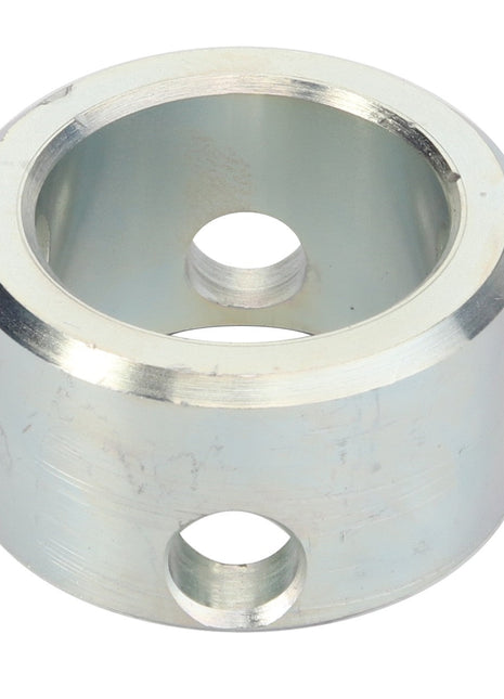 The AGCO Adjusting Ring - Fel152669 is a gleaming metallic circular component with two side holes and a central open space.