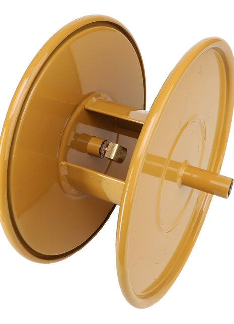 AGCO | REEL - AG323492: A yellow metal cable reel featuring two large, circular side plates and a central spindle.