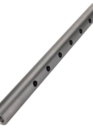 The AGCO | Tie Rod - Acx0025070, manufactured by AGCO, is a cylindrical metal rod featuring multiple evenly spaced holes along its length.