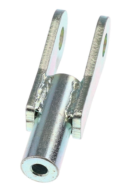 The AGCO Clevis - Acw5785110 is a metallic connector featuring two parallel holes at one end and a cylindrical base at the other, designed for mechanical connections. No additional product description is currently available.