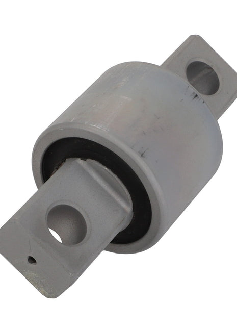 The AGCO | Rubber Bush - Acp0594660, produced by AGCO, is a cylindrical component designed with mounting holes at both ends. It is commonly utilized in mechanical systems to reduce vibration and provide structural support.