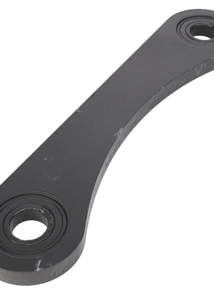 An AGCO | Link - Acx2478710 black metal connecting rod with two circular holes on each end and a slightly curved design.