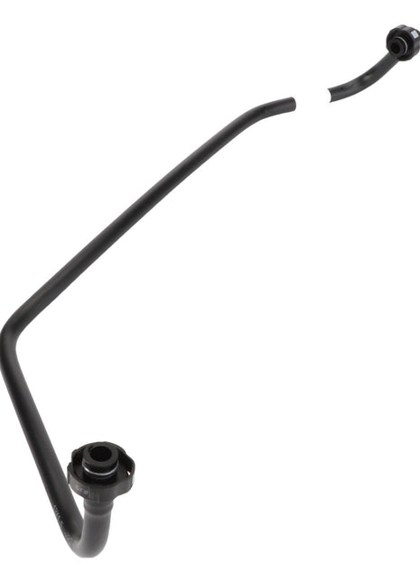 Product Description: The AGCO Coolant Line - Acw2088200 is a black, bent metal tube equipped with connectors at both ends, designed for fluid or air transfer in vehicle systems.