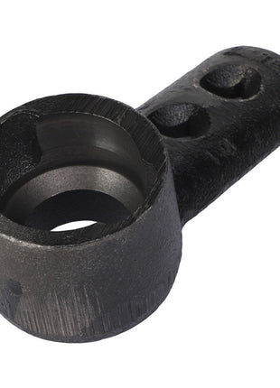 A detailed close-up image showcasing the AGCO | HOUSING - ACP0273370, a dark, cylindrical mechanical metal product featuring a hollow center and two holes on its extended arm. For more details or inquiries, please contact our support team.