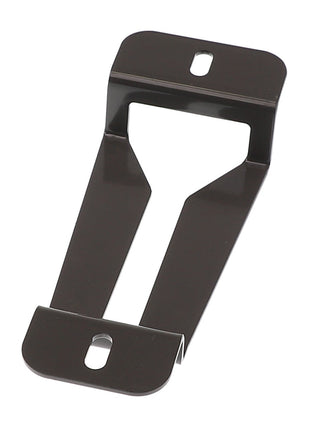 The AGCO Shield Bracket (ACW1822730) is a black metal clip featuring a U-shaped opening and holes at both ends, ideal for fastening or mounting purposes. No additional specifications are currently available.