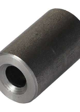 The AGCO Spacer Piece - V836136876 is a dark gray, cylindrical metal spacer with a hollow center and smooth, shiny surfaces on both ends. Further specifications are not provided in the current product description.