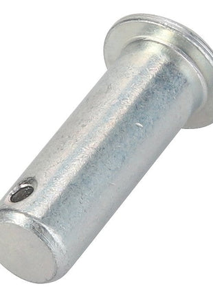 The AGCO | PIN - D49080137 is a cylindrical metallic pin featuring a flared head and a small hole near the base.