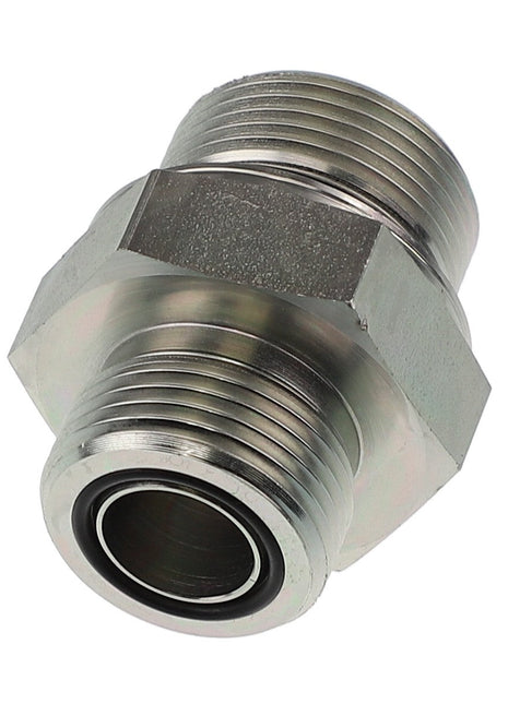 The AGCO | Union - Acw1966000 is a metallic threaded pipe fitting connector featuring a hexagonal central body and smooth cylindrical ends. No current product description information is available.