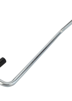 AGCO's Pipe - Acw346474A is a metallic L-shaped pipe that features a black rubber cap at one end. No additional product description information is available.