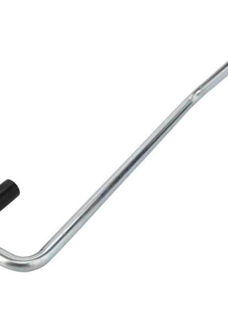 AGCO's Pipe - Acw346474A is a metallic L-shaped pipe that features a black rubber cap at one end. No additional product description information is available.