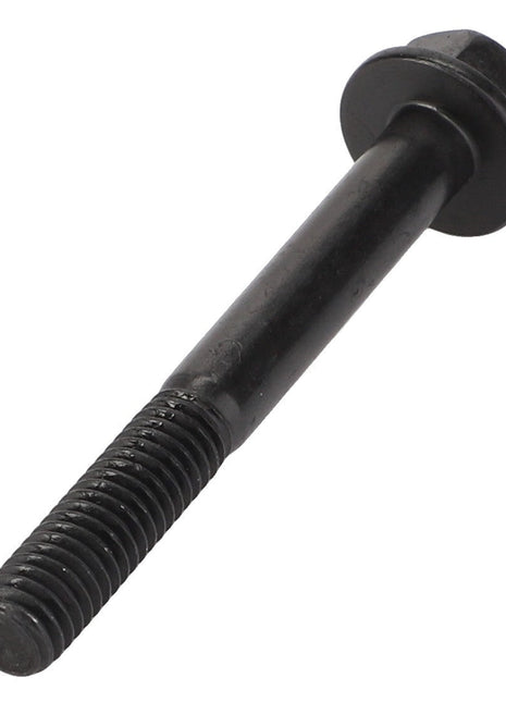 The AGCO Hexagon Flange Bolt - Acw1063530, a black metal bolt featuring a threaded end and hexagonal head, is designed for fastening materials. No current product description information is available for this item.