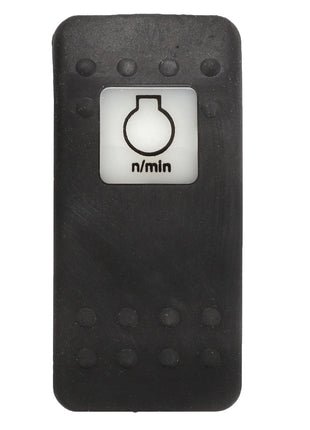 A product named AGCO | SWITCH - D45050053, known for its black rectangular button with a hole at the top center and "n/min" text below it, currently has no detailed description available.