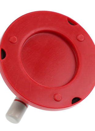 An AGCO | MOUNTING - AG058251, a red circular retractable tape measure featuring a white button on the side.