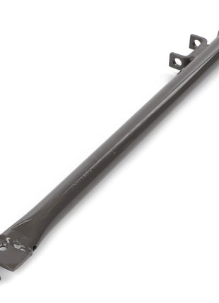 The AGCO | Arm Divider, Torpedo Type - D28282756 is a long, black, metallic rod equipped with a hook and mounting brackets at each end, engineered for maximum uptime and peak efficiency.