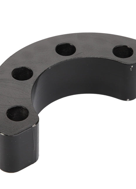 Product Description: The AGCO | BUSH - D28285429 is a black, semi-circular metal piece featuring four evenly spaced holes along its curved edge, brought to you by the trusted AGCO brand.