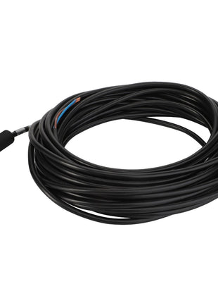 An AGCO SENSOR - D45050089 featuring a coiled black cable with a sleek cylindrical connector at one end.