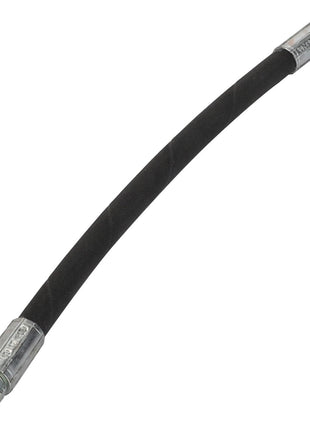 The AGCO hydraulic hose - Acw175828A by AGCO features a black, flexible design and robust metal fittings on both ends for secure and efficient connections.