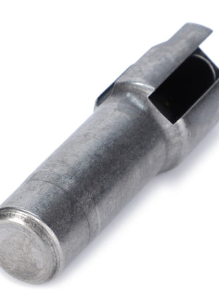 Close-up of AGCO's Coupling Bolt, Piton, Trailer Hitch - F416500070110, a cylindrical metallic component with a cutout notch on one end.